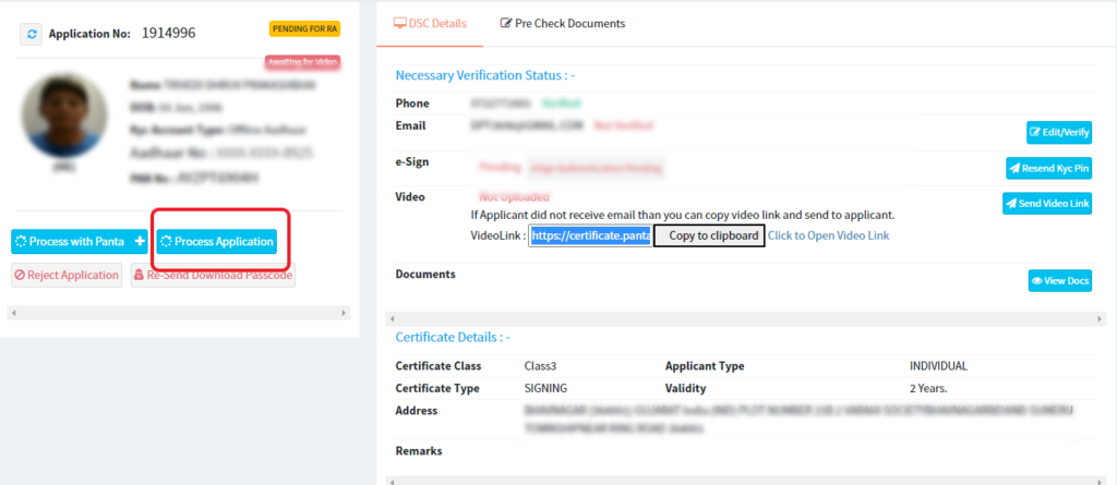 Process Application of Pantasign 