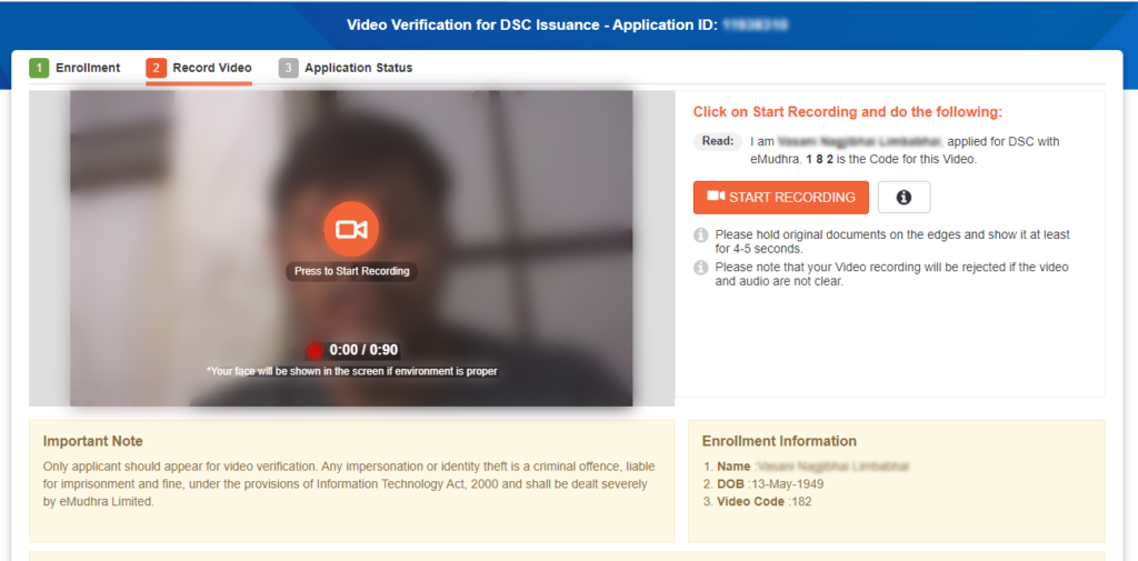 Emudhra Video Verification Process
